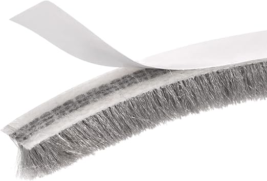 METALLIXITY Adhesive Brush Seal Weather Stripping 5/16"x9/32"x16.4ft, Door Brush Strip - for Sliding Sash Door Window Wardrobe Seal, Gray