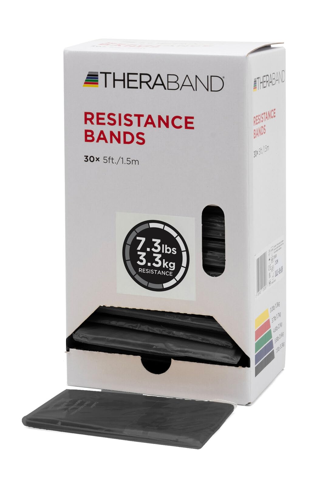 TheraBand Bandas de resistencia de 1,5 m, 30 unidades, bandas elásticas profesionales de látex para ejercicios de parte superior e inferior del cuerpo, fisioterapia, pilates, entrenamiento en casa y