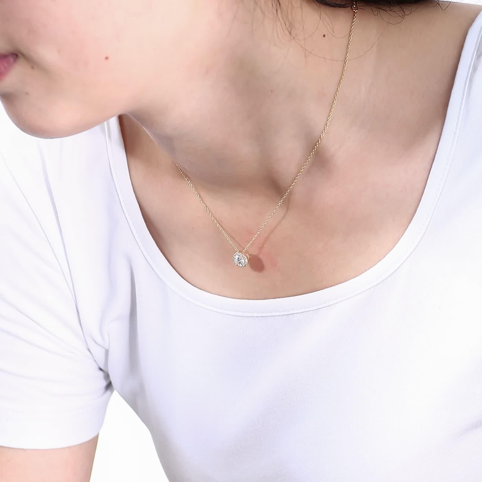 Damski naszyjnik z moissanitem, naszyjnik z wisiorkiem z łańcuszkiem 9K/14K żółte złoto / 18K Halo 40+5 cm długi
