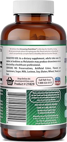Miniatura 3 de Amazing Formulas Suplemento de melatonina de 1 mg | 240 tabletas | Sin OMG | Sin gluten | Fabricado en Estados Unidos