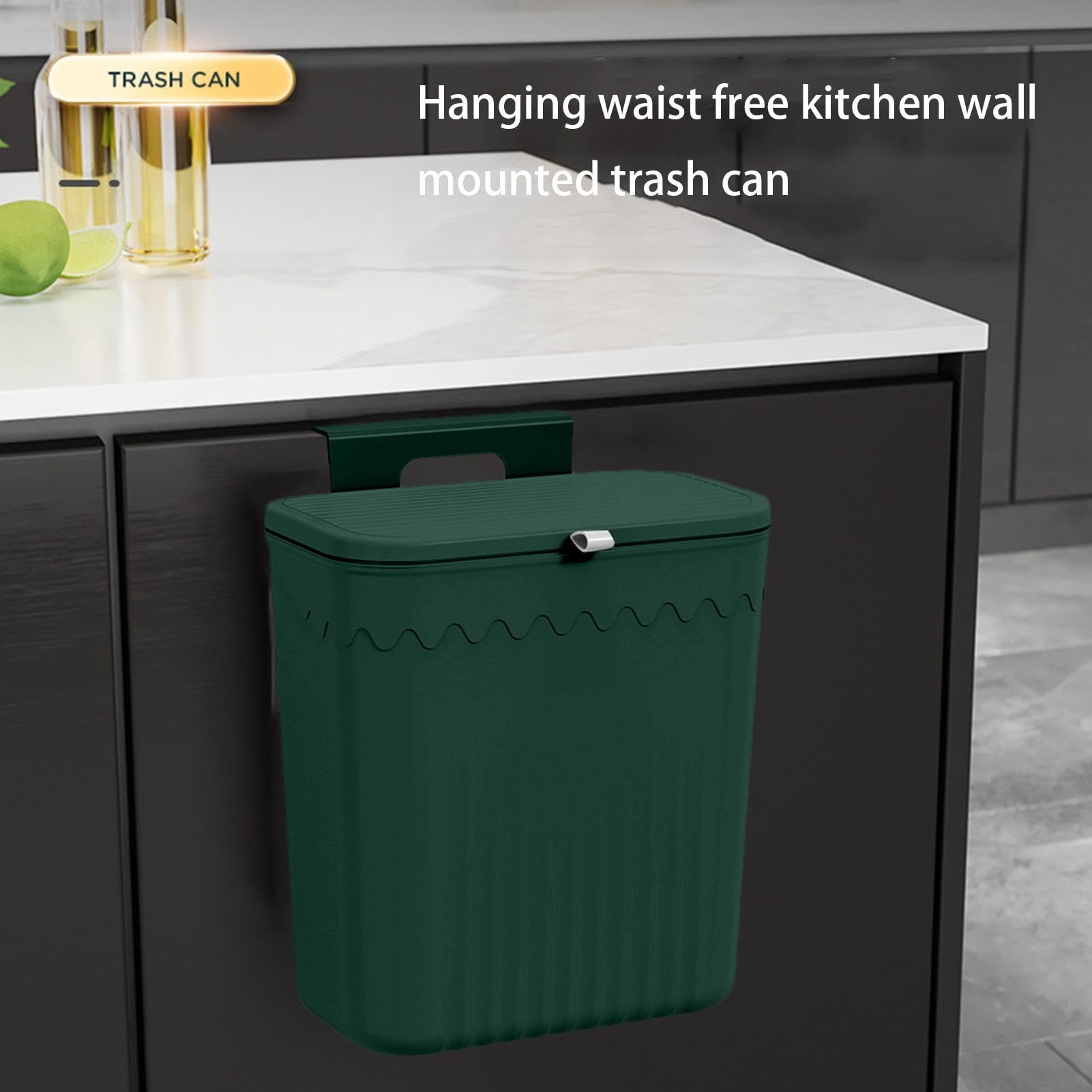 Da appendere a parete - 27 x 13 x 29 cm PP appeso | Pattumiera ermetica | per rifiuti alimentari, pattumiera senza fori per il bagno, doppio coperchio pieghevole scorrevole aperto Piano di lavoro