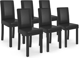 IDMarket - Juego de 6 sillas Hannah negras para comedor