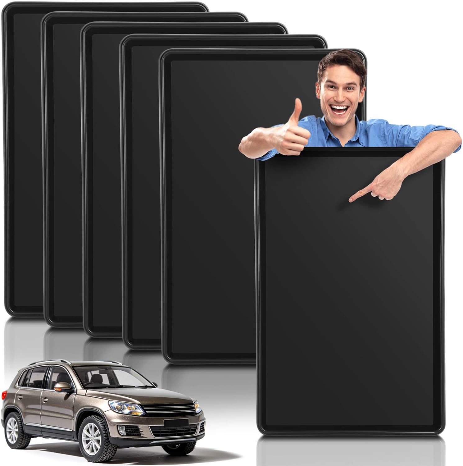 Extra Large Oil Drip Pan 6 PCS, Oil Drip Tray for Under Car - 35.4 X 24 X1.5 in, Plastic Drip Pan for Oil Change, Auto Oil Catch Drain Replacement Tray for Garage Floor, Washing Machine, Mini Fridge