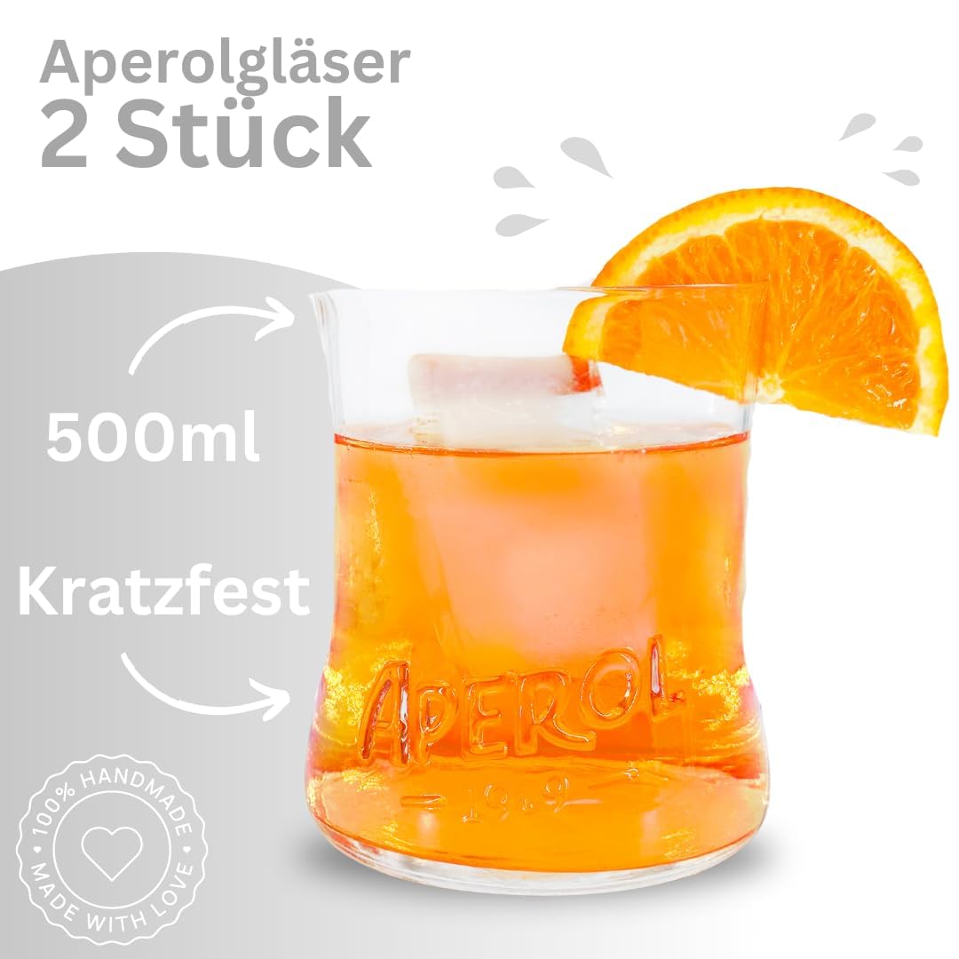Maxito Aperol Spritz - Set di 2 bicchieri da cocktail dal design moderno, ideali come set regalo Aperol spray, set regalo per aperol