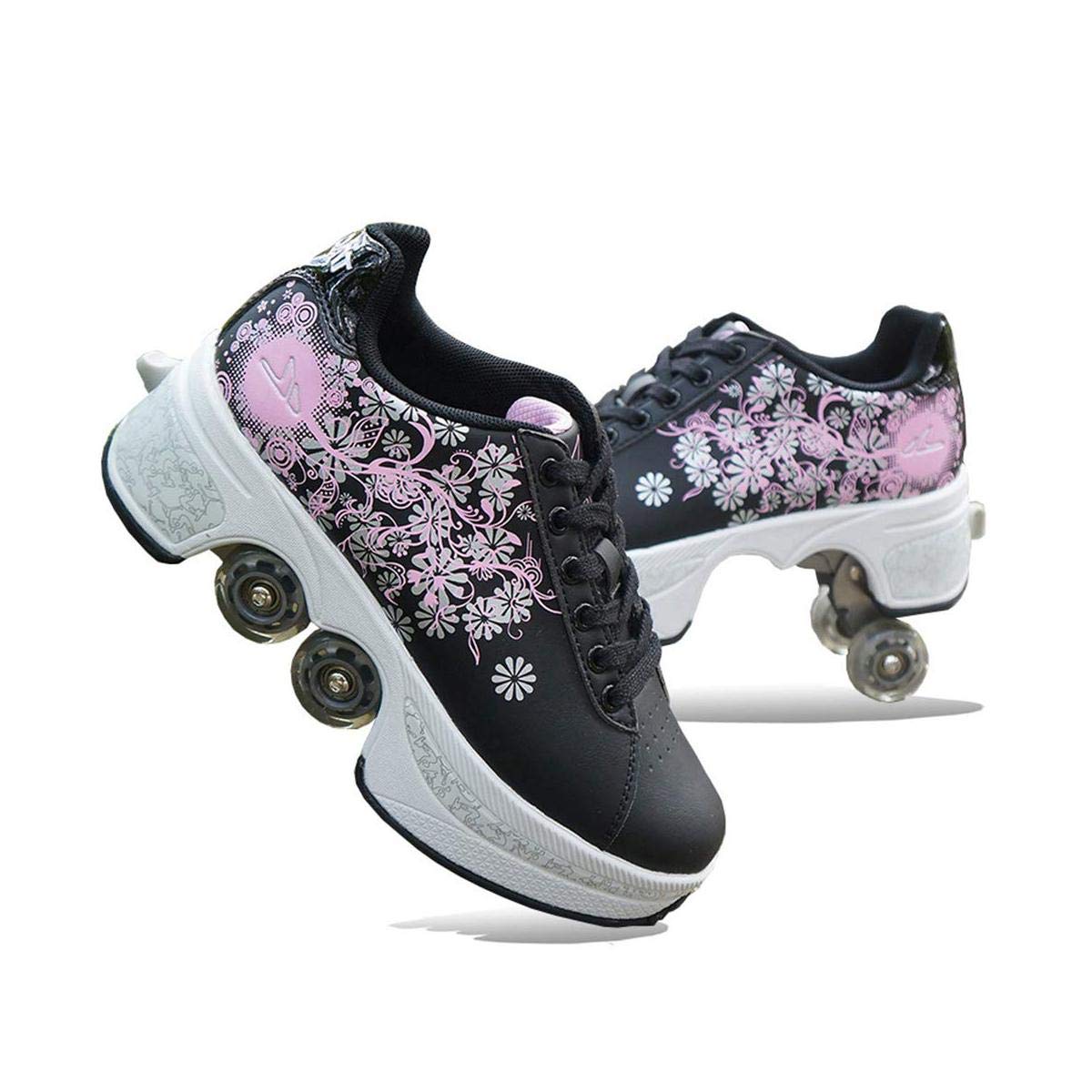ZXSZX 2-In-1 Multi-Purpose Roller Skates 4 Wheel Adjustable Roller