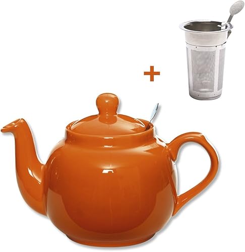 Miniatura 64 de London Pottery Farmhouse - Tetera pequeña con infusor, cerámica, verde, 2 tazas (20.3 fl oz) Verde,Rosado,Agua,Azul Francés,Brillo