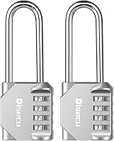 Vista 21 de Paquete de 2 candados de combinación disecu con grillete de 2.6 pulgadas de largo, 4 dígitos, impermeables al aire libre para casillero de gimnasio