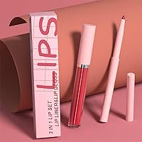 Vista 79 de AMY'S DIARY Juego de 2 delineadores de labios y lápiz labial, color verde oscuro, brillo de labios mate, lápiz labial líquido mate, 24 horas, lapiz