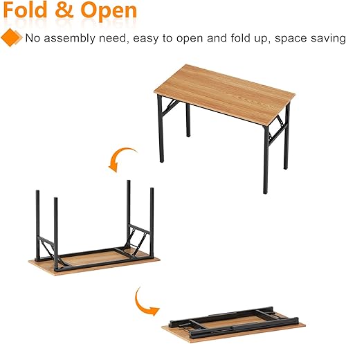 Miniatura 8 de Need Folding Computer Desk - 31.5 Inch Foldable Office Writing Work Study Kids Student Teacher Home Bedroom Table for Small Space, Teak & Black Teca