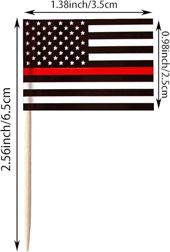 Miniatura 146 de stidsds 100 banderas negras de Estados Unidos con palillos de dientes, mini adornos negros para cupcakes de Estados Unidos, banderas, banderines