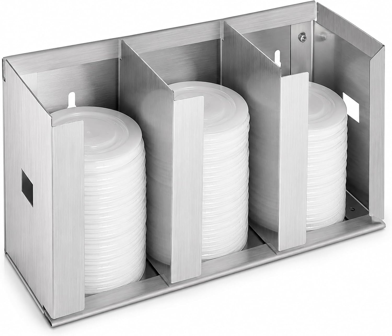 4 Compartment Cup And Lid Holder, Adjustable Stainless Steel Organizer Rack for Disposable Coffee Cup Covers, Countertop Organizer with Screws and Screwdriver (4 Compartment)