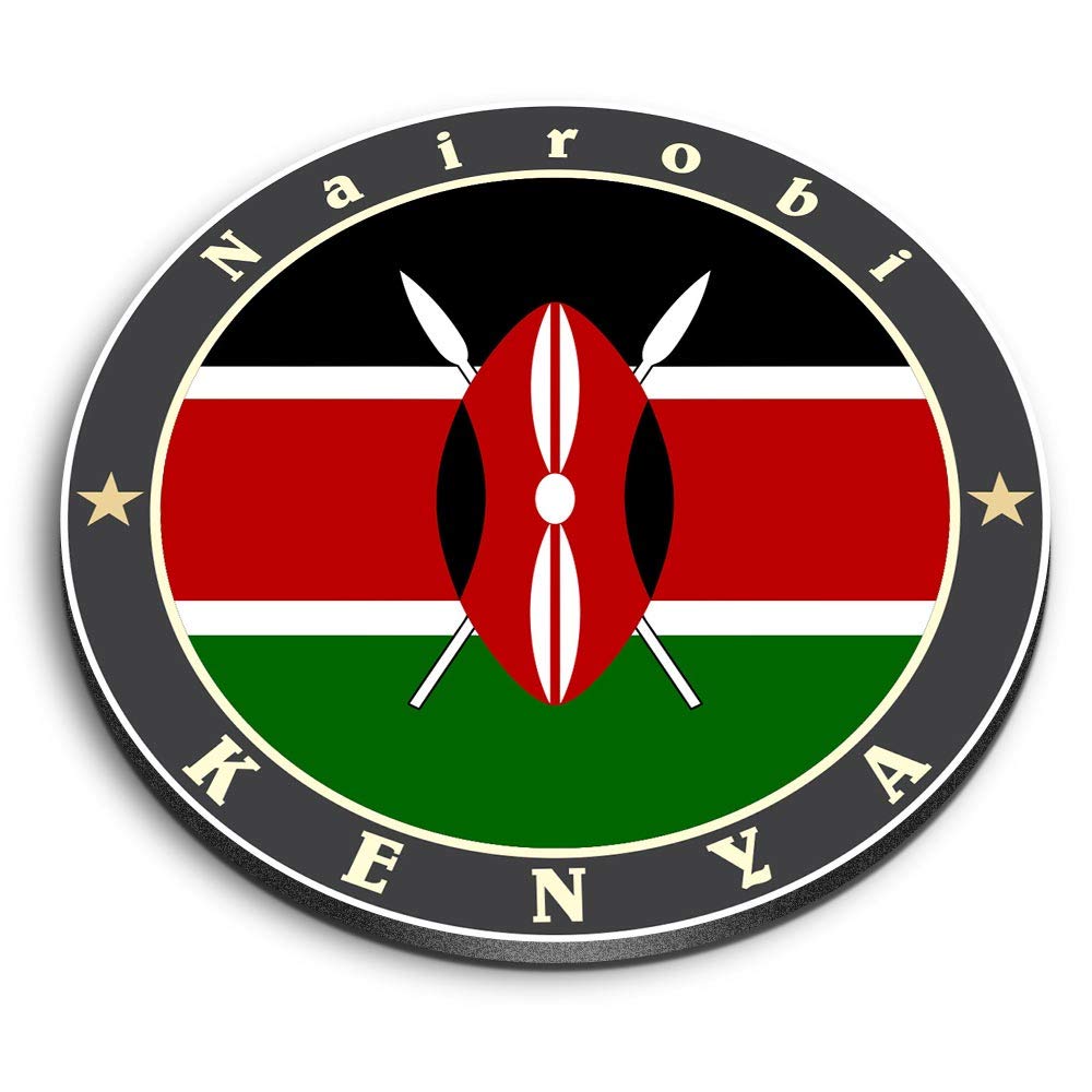 Destination Vinyl Ltd Multicolor 1 X Round Mdf Magnet - Kenya East Africa Nairobi Flag Travel 5186