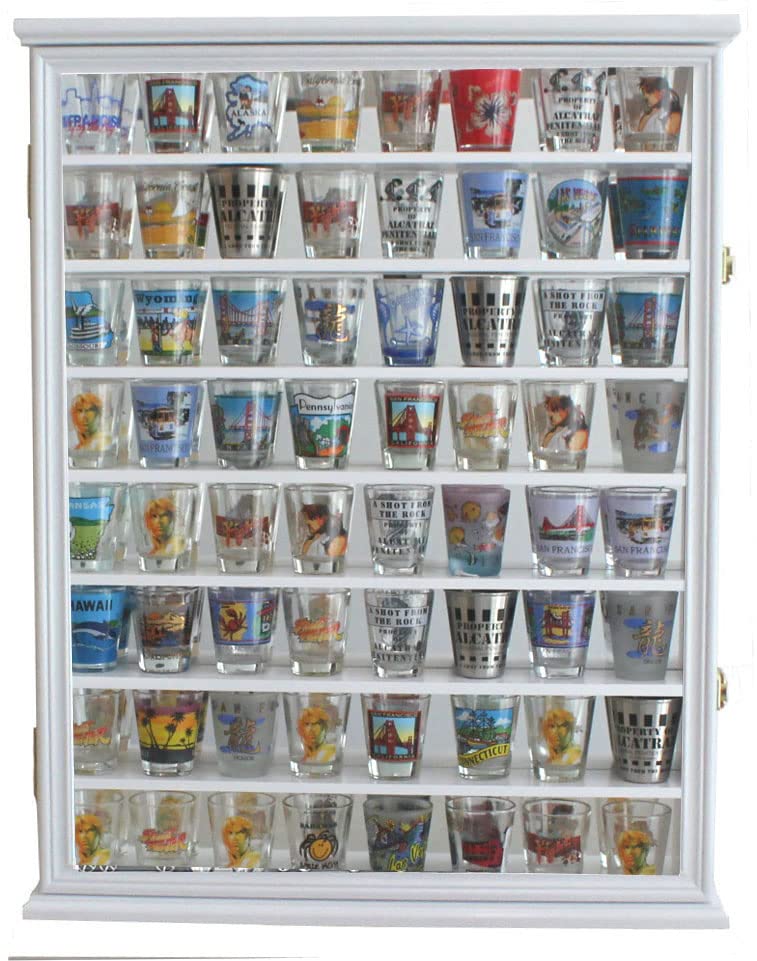 Shot Glass Display Case Solid Wood Wall Shot Glass Rack Holder