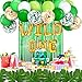 Birthday Decorations Set, include Green Foil Fringe Curtain, Wild One Balloons, Palm Leaves, Latex Balloons, Confetti Balloons, Adhesive Dots and Strip Tape for Party Supplies