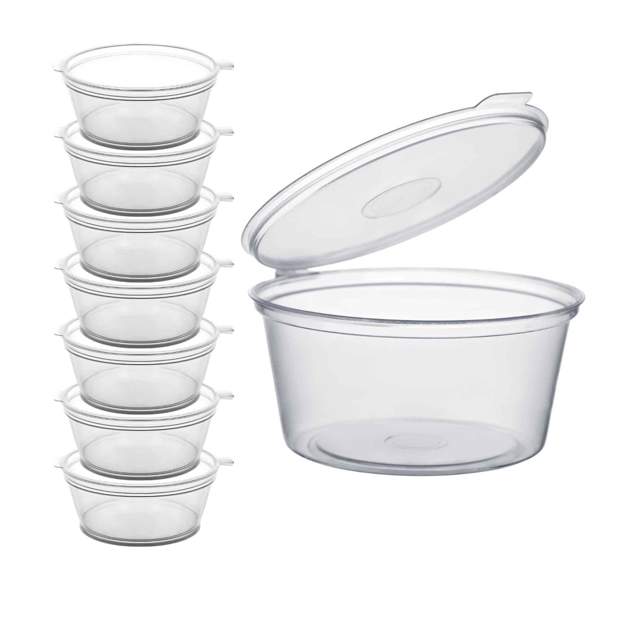 Caterco Clear 1000 Pack 4Oz Hinged Plastic Sauce Pots - Deli Portion Pots With Lids For Sauces, Ketchup Containers, Takeaways, Restaurant, Recyclable Portion, Bpa-Free, Leakproof (4Oz - 1000 Pack)