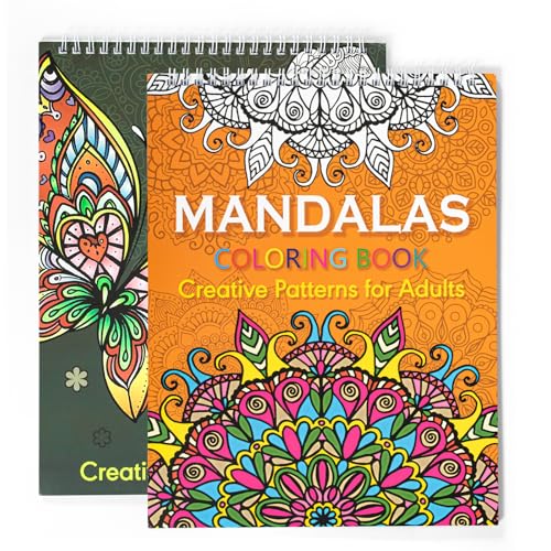 Image of Adult Colouring Books Set – 2 Pack Butterflies & Mandalas, 40 Pages Relaxing Colouring Book for Adults, Stress Relief and Mindfulness Gift for Women and Men