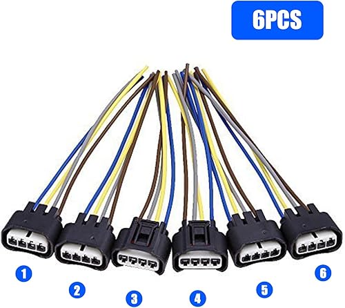 Miniatura 2 de Pack-6 - Arnés de conector de bobina de encendido, relé impermeable de 4 vías con arnés para Toyota Camry Corolla Reiz Camry RAV4 (Negro)