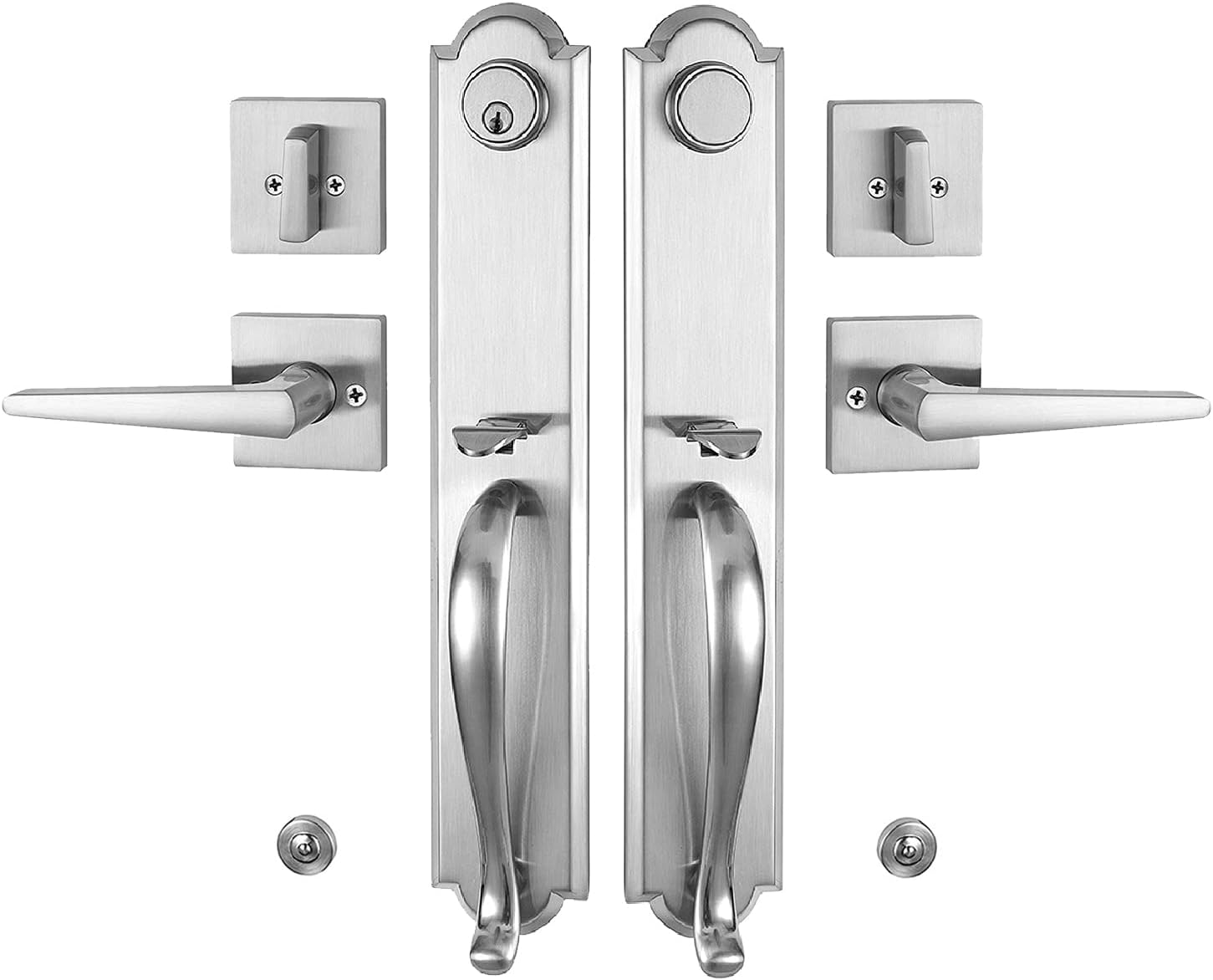 Front Double Out Door Handleset for Exterior Front Door Aged Bronze Finish (Keyed Entry Handle and Dummy Handleset Set),ZSCY-MDHST201810B-knob-SET