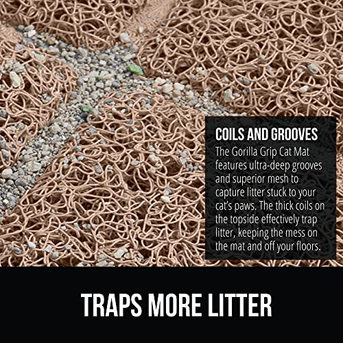 Image of Gorilla Grip Durable Cat Litter Mat (35x23), XL Jumbo, No Phthalate, Water Resistant, Traps Litter from Box and Cats, Scatter Control, Soft on Kitty Paws, Easy Clean Mats (Beige)