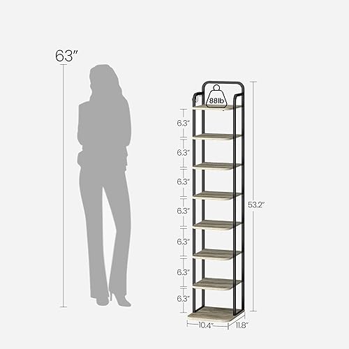 Miniatura 2 de Hzuaneri Zapatero vertical, estantes para zapatos, organizador de zapatos de madera para armario, entrada, torre de zapatos para espacios pequeños,