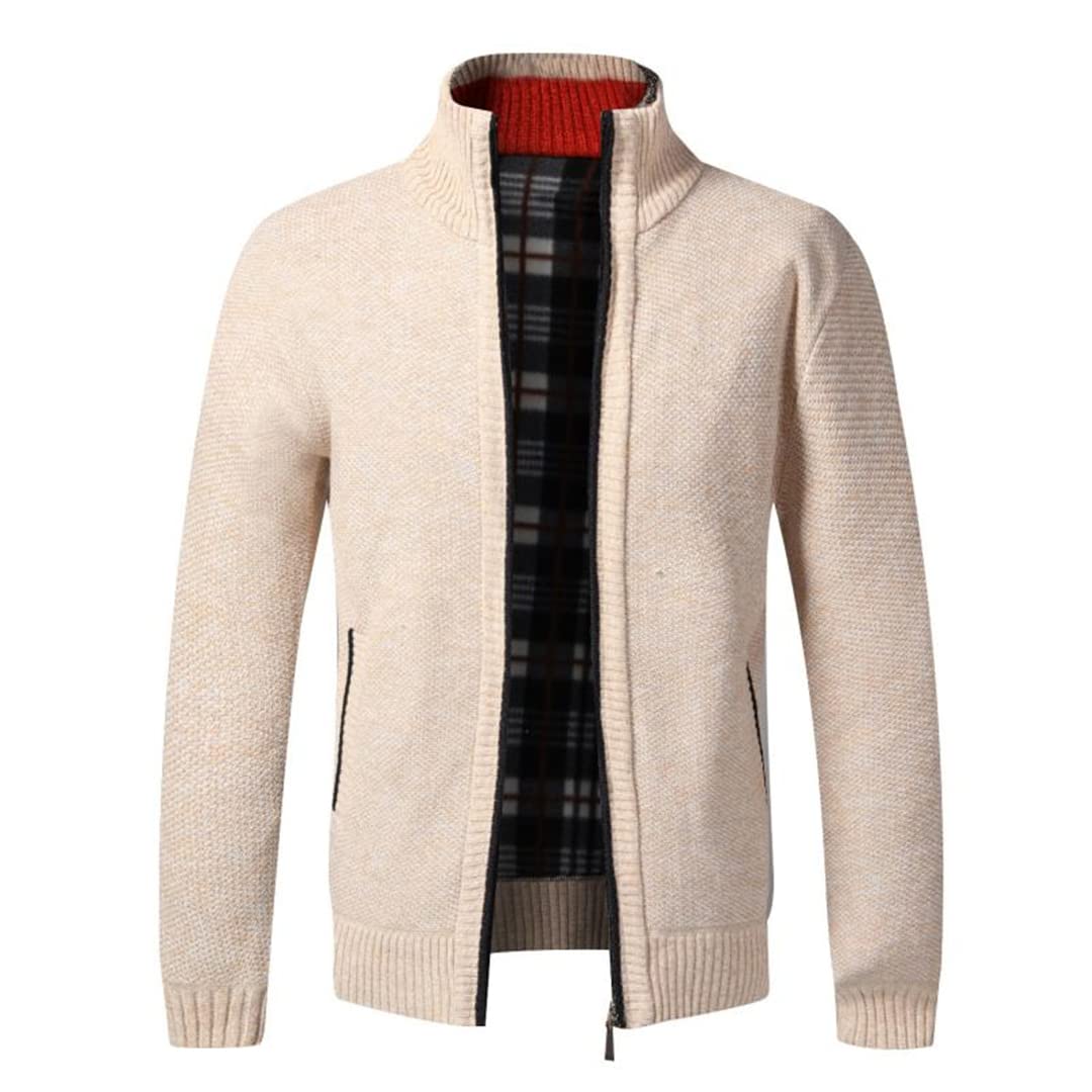 Vogrtcc Otoño Invierno Cálido Cardigan Hombres Fleece Zipper Suéteres Chaquetas