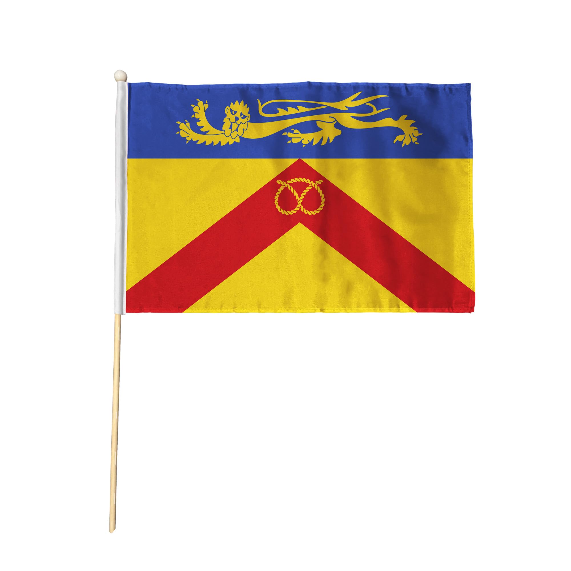 Flagtex Staffordshire Old With Crest Hand Waving Flag (9x6 Inch) - Premium Wooden Stick Hand Flag 9x6 Inch Natural Wood Pole Staffs Historical County Flag