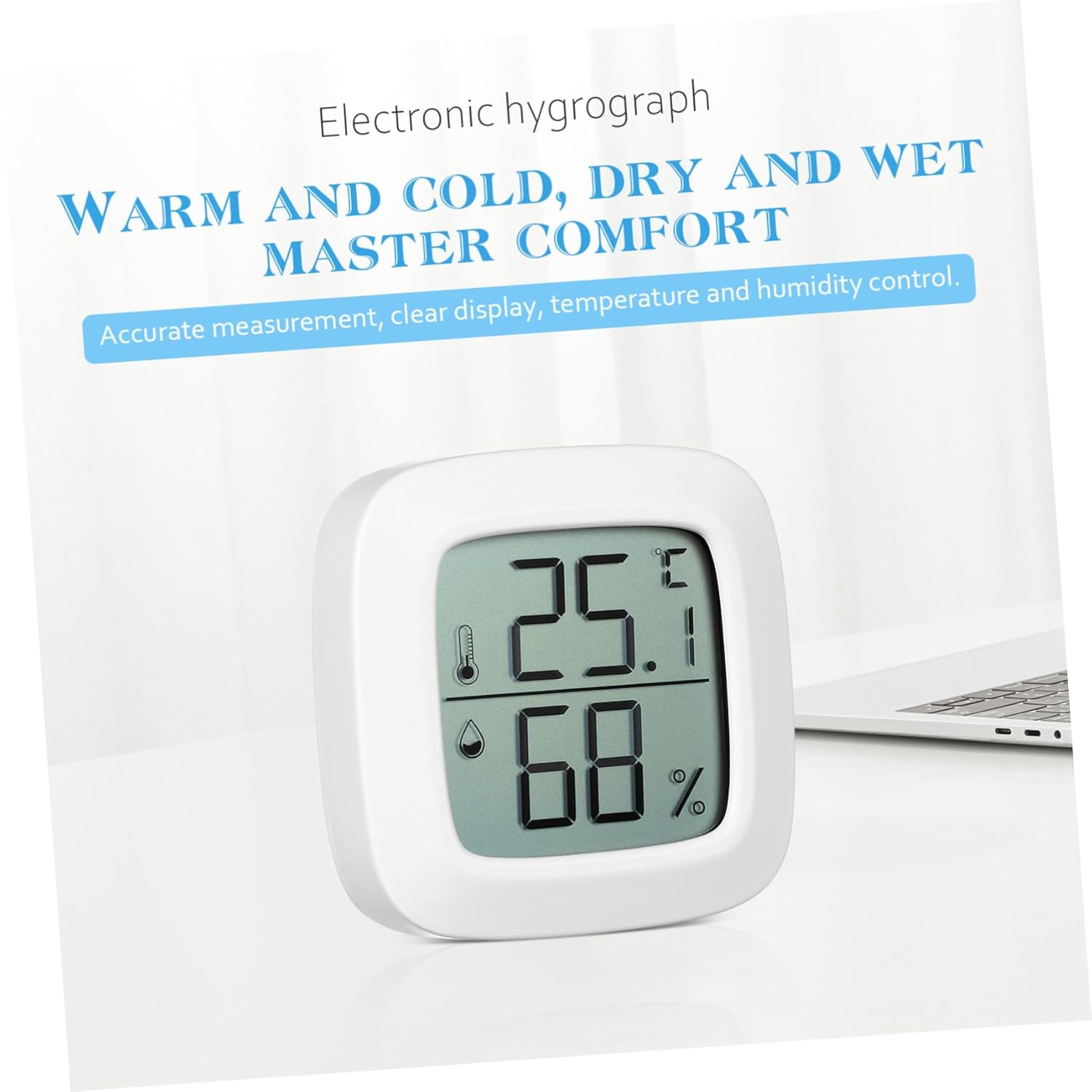 POPETPOP 9pcs Mini Hygrometer and Thermometer Accurate Indoor Gauge for Home and Car Use Compact Digital Measurement LCD Display White Celsius