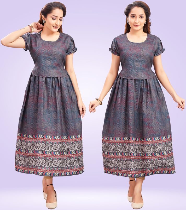 Image of RITIJYA Zipless Feeding Kurta Dress for Women | Maternity Nursing Kurti, No-Zip Easy Access | Extra Pleats Pre to Post Pregnancy | Quick-Dry Fabric | S-4XL