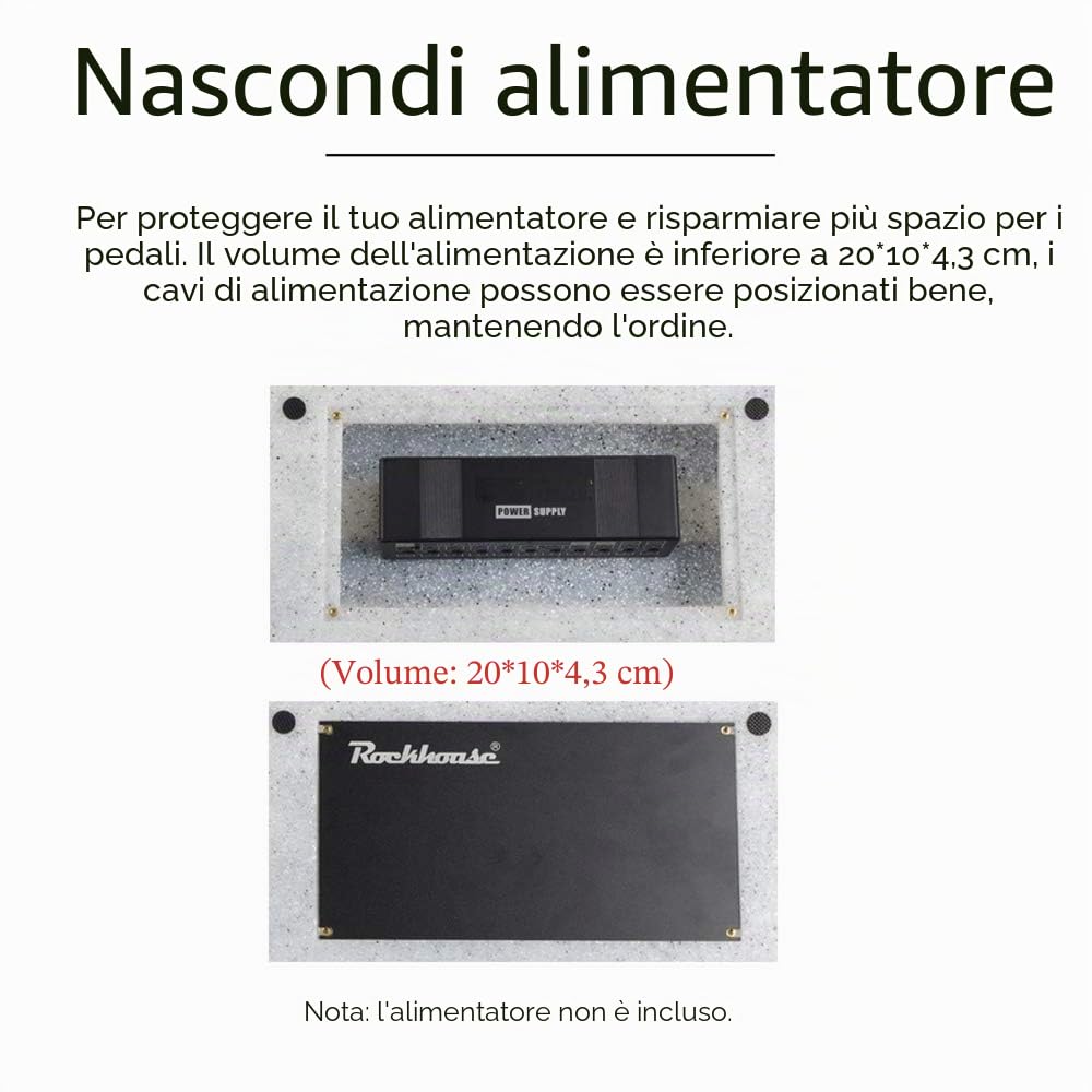 Lechnical Pedaliera per effetti per chitarra, robusta pedaliera per effetti per chitarra, di grandi dimensioni, con nastro adesivo, cacciavite, compatibile con la maggior parte dei pedali per effetti