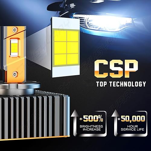 Miniatura 2 de CHUSYYRAY Bombillas D5S de alta calidad, 500% de brillo, alta potencia, D5S, D55R, D5C, 70 W, 32000 lúmenes, 6000 K, blanco, superbrillante, 50000