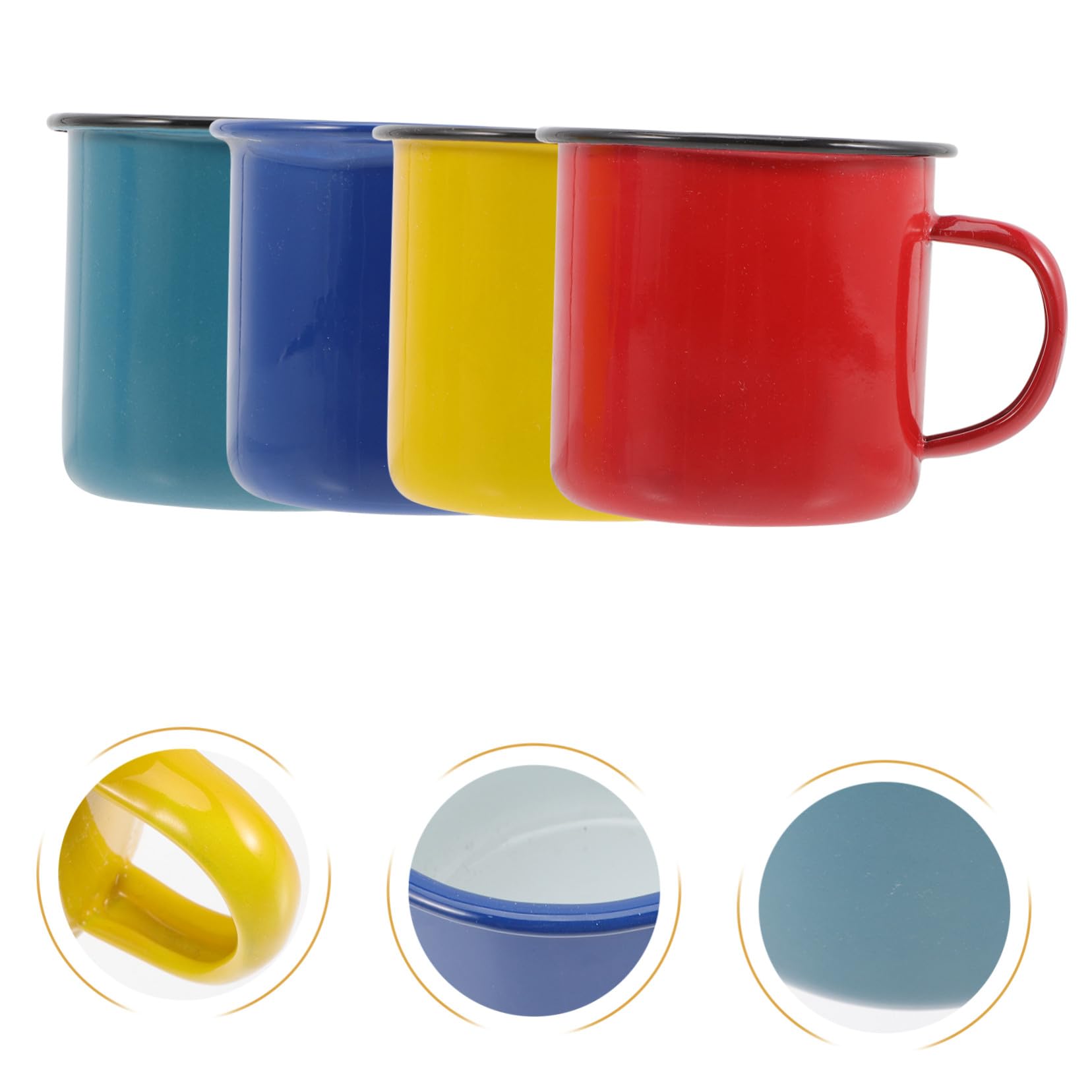 4 Stück Emaille Becher Aus Metall Hitzebeständig 8cm Klassisch Bunt Rutschfester Griff Langlebiger Wasser Und Kaffeebecher Für Haushalt Und Camping