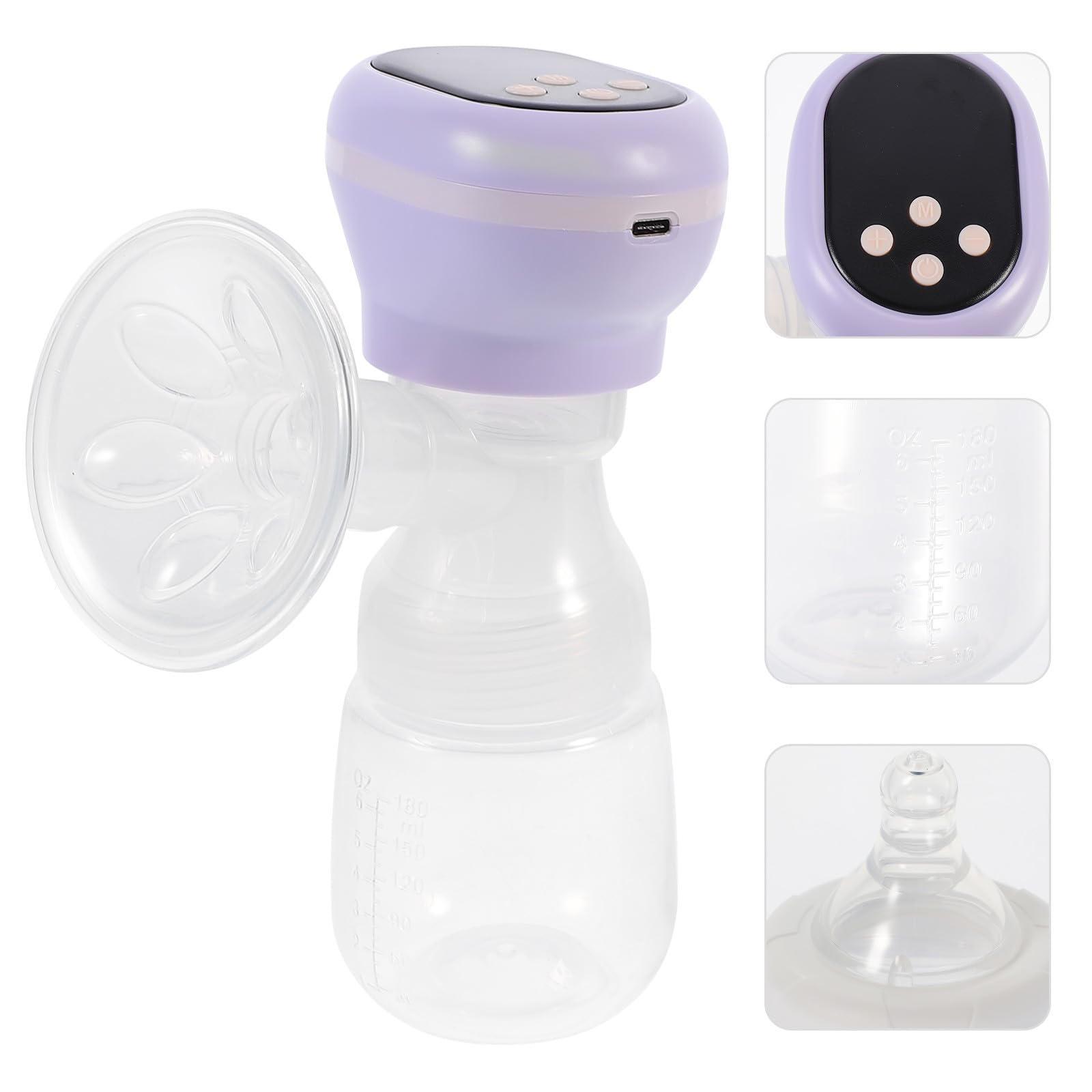 iplusmile Einseitige mit 9 Gängen und 106° Weitwinkel Silikonmaterial 180ml Kapazität Leise USB Wiederaufladbare Milchabsaugung für Mütter