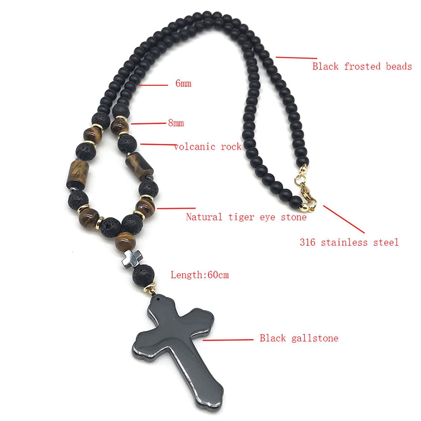 CFWSHJ Naszyjniki Religia Christaa, dla mężczyzn Kobiety z czakrą Tygrysie oko Zroszony Cahandmade Błogosławiony Módl się Amulet Biżuteria Akcesoria/a (Kolor: Gris)