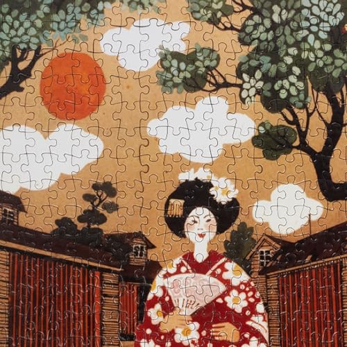 Image of Jigsaw Puzzle Rectangular 500 Pieces - Girl in Kimono Theme by Mario Miranda Fun & Challenging Mind Games Puzzle Game Activity for Adults & Kids - Education Toy