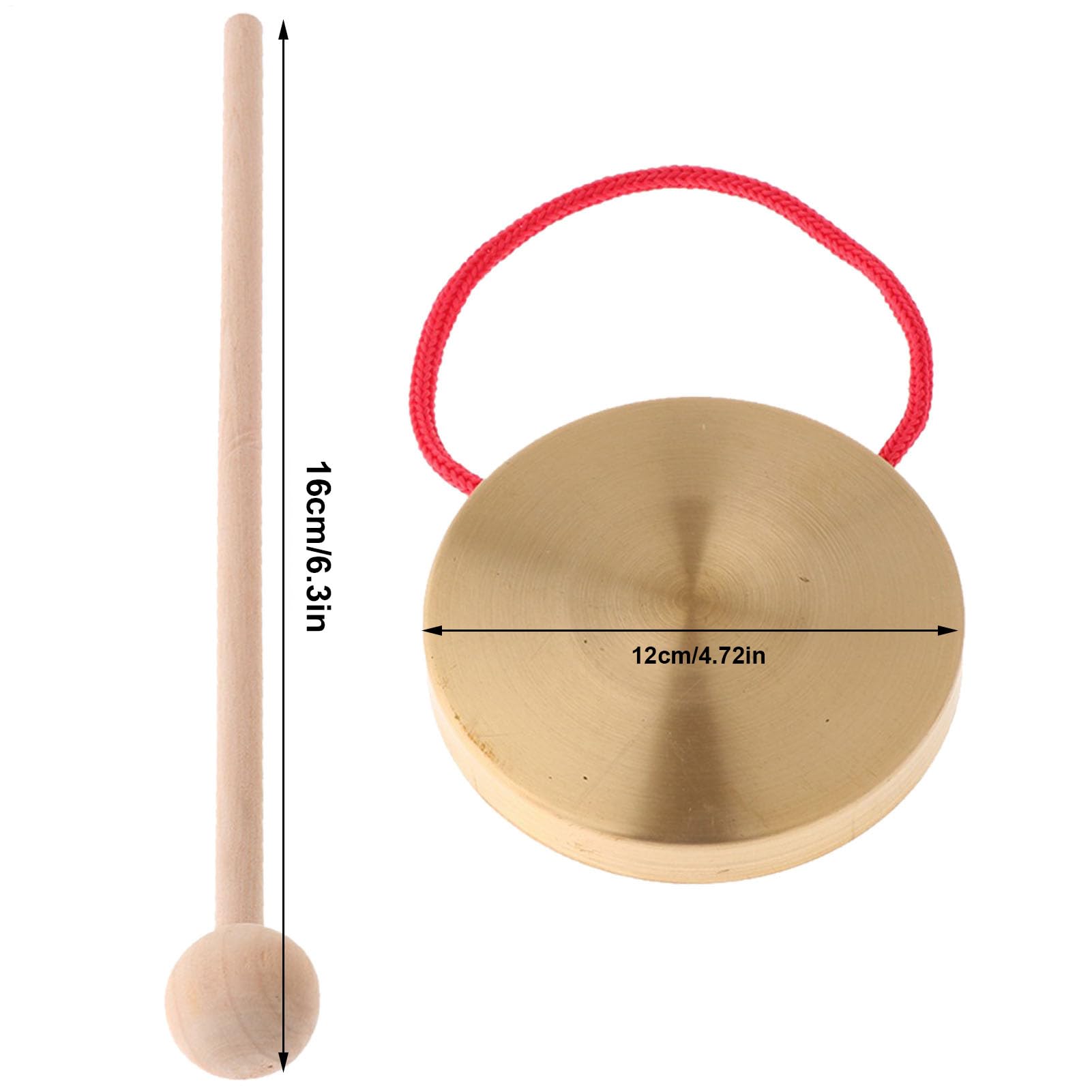 Copper Gong Hand Gong - Instrumento de percusión Tradicional, Musical para niños, 120 mm de diámetro + mazo de Madera de 160 mm, componente de aleación de Metal resonante, para Oficina en casa
