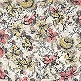 Quality Sewing Fabric – C'est La Vie Floral Flowers Cream 100% Cotton Fabric by The Yard Size: 36