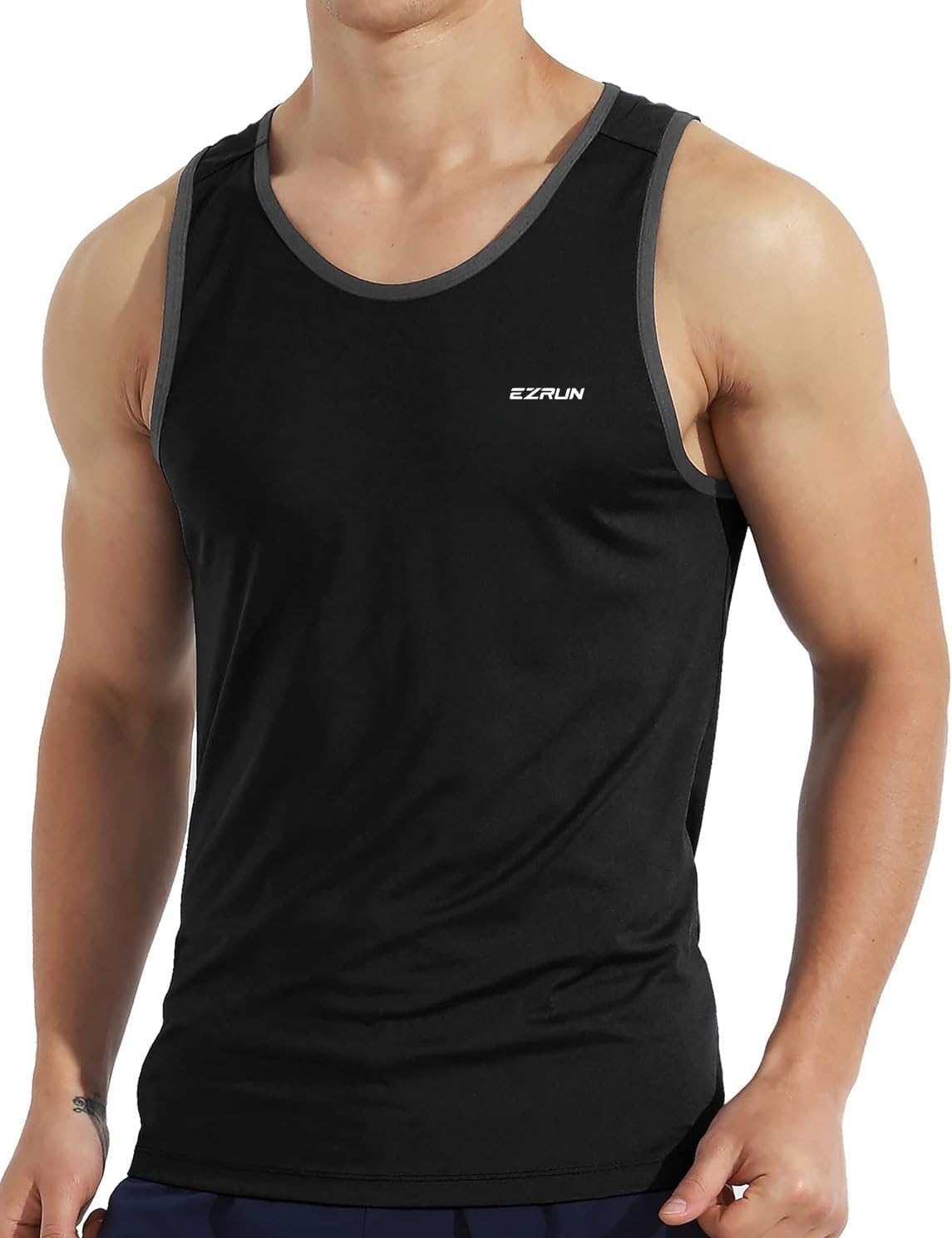 EZRUN Men's Quick Dry Tank Top UPF 50+ Summer Beach Swim Shirts for Gym Workout Athletic Muscle Sleeveless Shirts