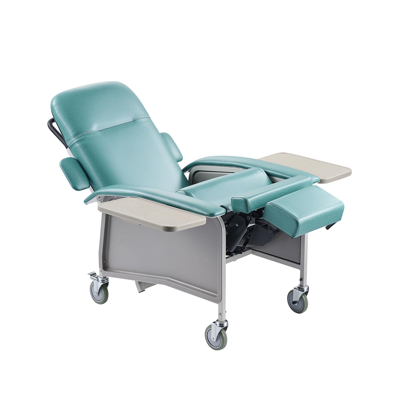 VEVOR Fauteuil Inclinable Gériatrique 4 Positions, Fauteuil Inclinable Médical Trendelenburg avec 4 Roues, Siège Rembourré, 2 Plateaux, pour Hôpitaux, Maisons de Retraite, Soins Gériatriques Domicile
