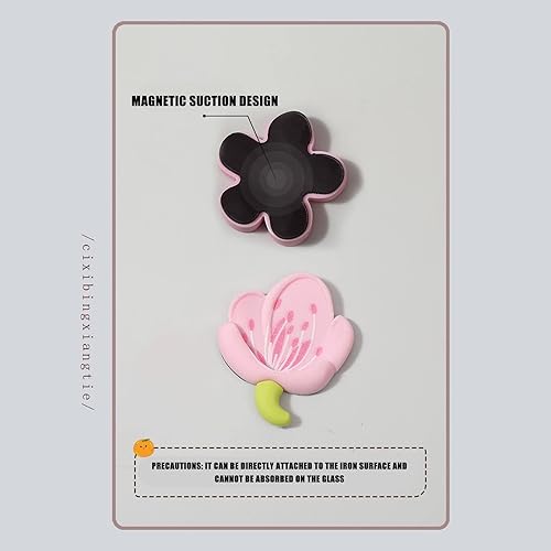 Miniatura 3 de Imanes decorativos de resina para refrigerador diseño de flores rosadas calcomanías magnéticas creativas R5N8 pizarra blanca de dibujos animados