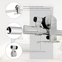 Vista 21 de TSMST Kit de herrajes para puerta corrediza de granero de 6 pies, riel de acero inoxidable de servicio pesado resistente con montaje superior