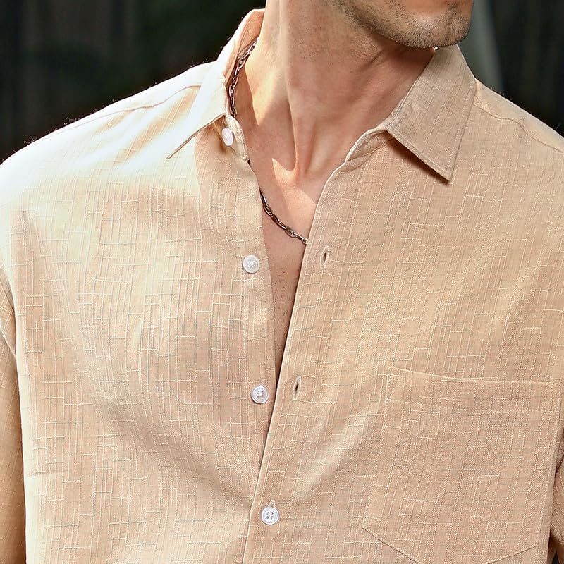Image of CAHOOT Men's Olive Shirt Casual Wear | Shawl Collar | Long Sleeve | Button Closure | Shirt Crafted with Comfort Fit for Everyday Wear