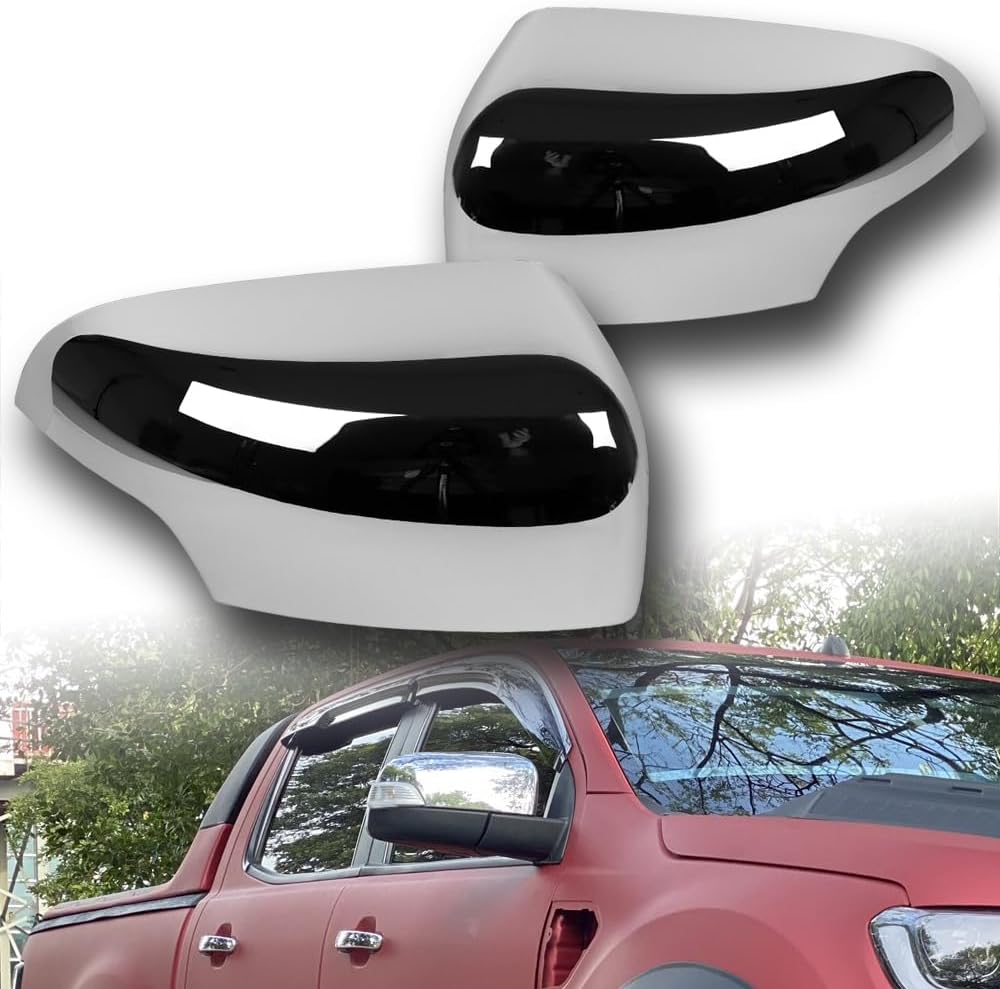 Chrome Plated ABS Side Mirror Cover Overlay Cap W/Turn Signal Cut LH+RH 2PCS Fit for 2019-2023 Ford Ranger, Car Mods Exterior Accessories, Auto Replacement Parts Assembly, 2020 2021 2022