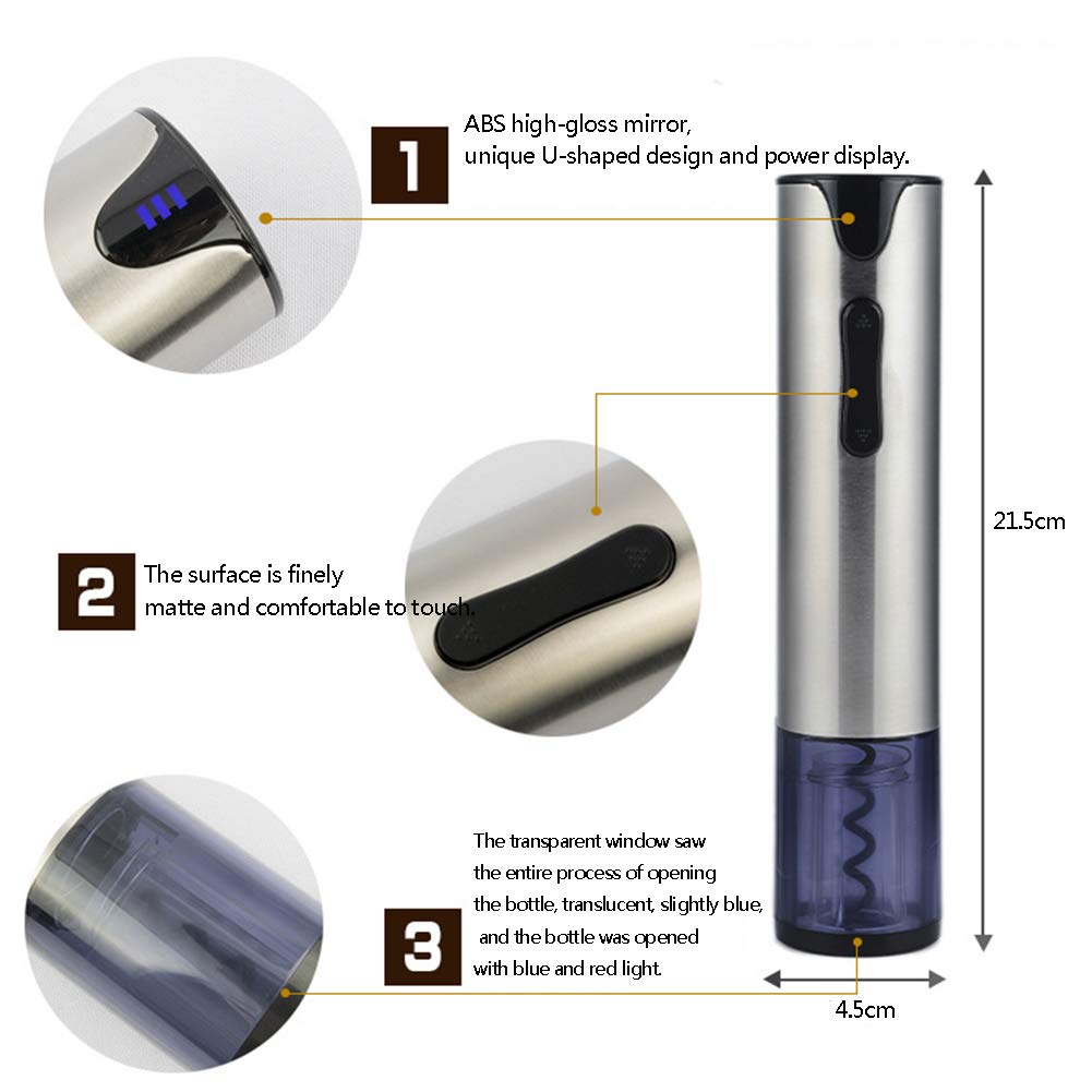 Eléctrico del Acero Inoxidable abrebotellas, Conveniente Botella de Vino abridor Recargable Negocio casero de la Botella automática portátil abridor de la Caja de Regalo Conjunto de 12