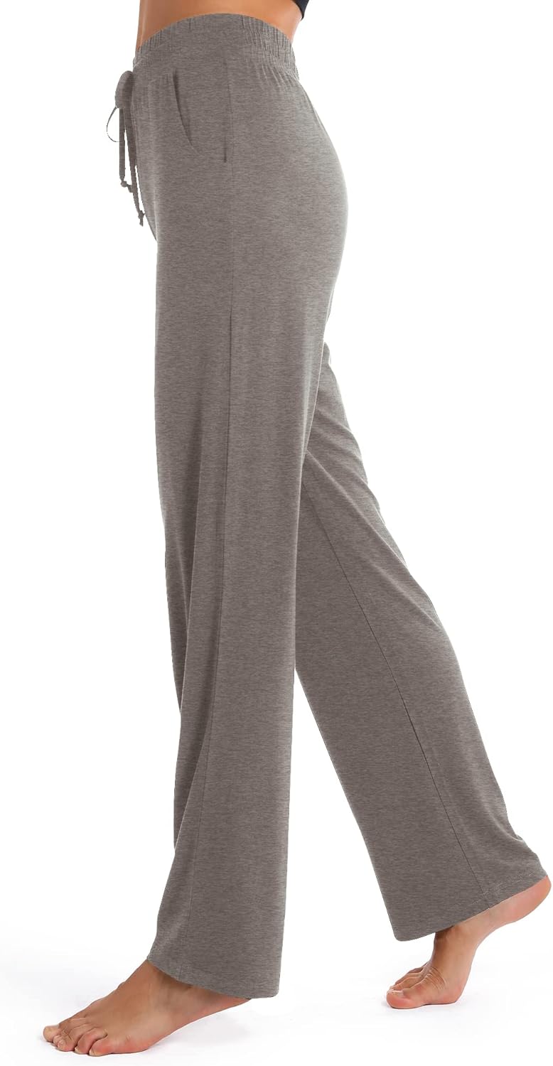 Urban CoCo Women's Straight Leg Long Pants Elastic High Waist Drawstring Casual Trousers with Pockets - Image 3