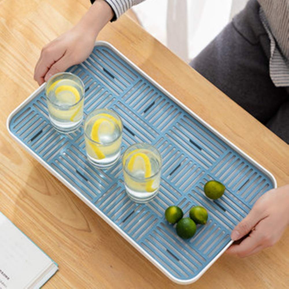 LIUFENGLONG Decorative Tray Household Gap Tray Home Decoration Breakfast Tray Cake Candle Holder (Color : Blue, Size : 39.2x22.2x2.7cm)