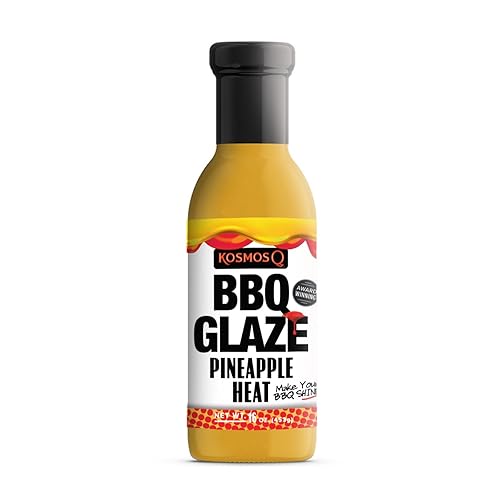 Kosmos Q Esmalte de barbacoa con calor de piña botella de 155 onzas para barbacoa pegajosa y sabrosa esmalte grueso para barbacoa para la
