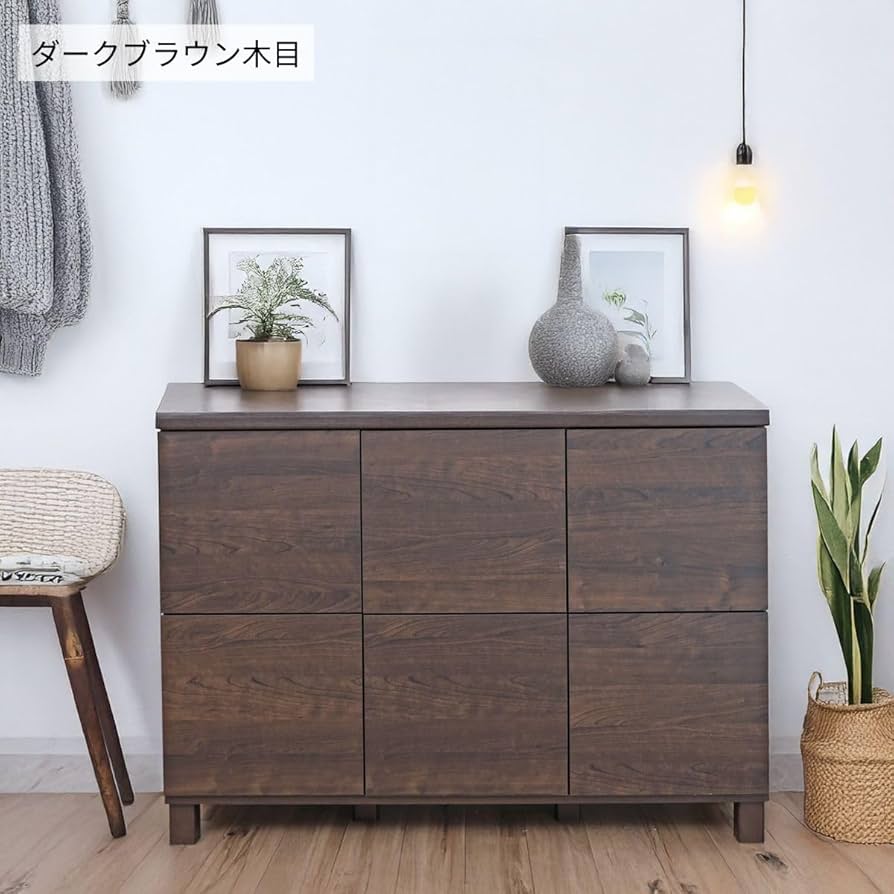 ダークブラウン 3扉収納キャビネット ダークブラウン 3扉収納キャビネット