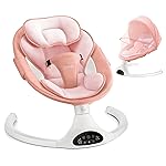 LAREX Baby Swing Infant Swing Electric Toddler Baby Rocker Portable for Newborn Boy Girl, 5 Sway Speeds with Remote Control, 10 Preset Melodies and Bluetooth, 0-6 Months Max 20 Lbs (Pink)