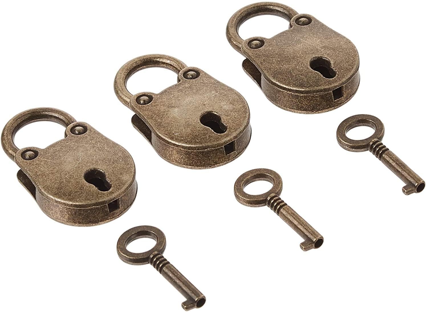 Kathson Old Vintage Antique Style Mini Archaize Padlocks Key Lock With key (Lot Of 3)