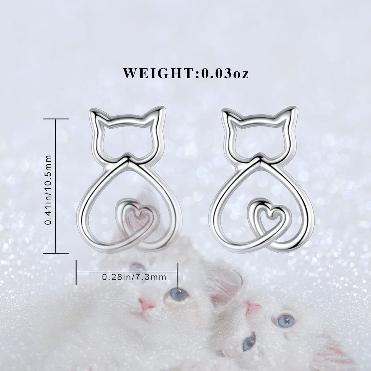 EUDORA Harmony Ball Orecchini a Lobo con Gatto in Argento Sterling da Donna, Orecchini a Cerchio con Gatto Carino Orecchini con Stella di David Orecchini con Fiocco di Neve Gioielli Regalo